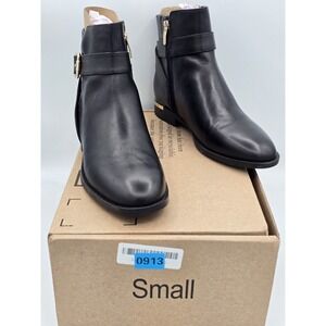 Nine West Women's Black Leather Alleva Almond Toe Booties Shoes‎ Size 7.5 M